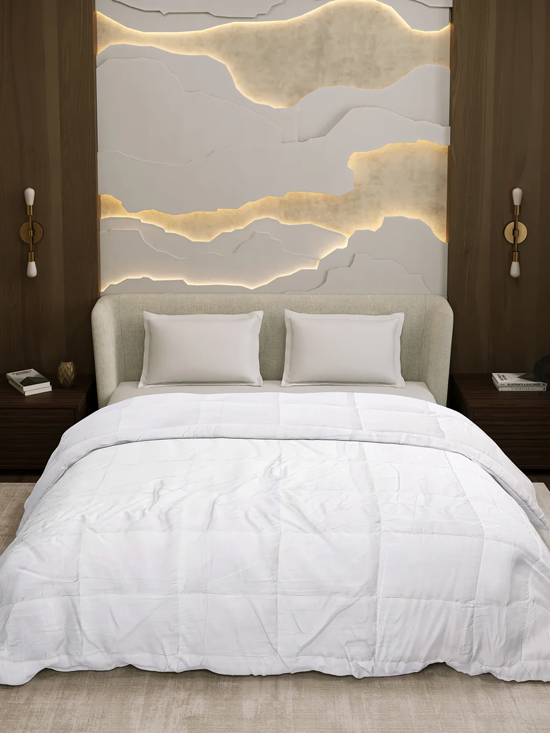 Solid Double Bed 233 GSM Comforter for AC Room (Soybean) - Image 3