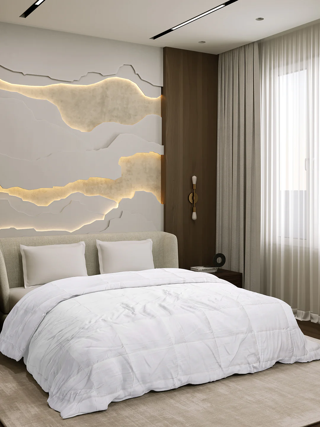 Solid Double Bed 233 GSM Comforter for AC Room (Soybean) - Image 4