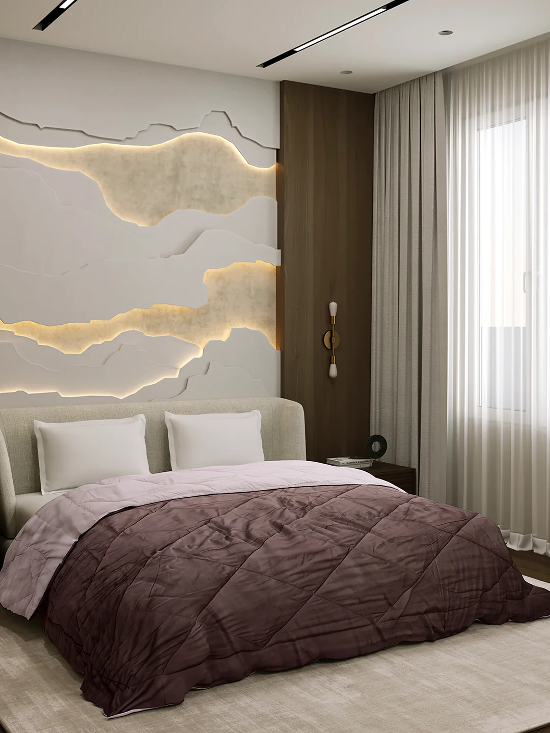 Solid Double Bed 3 Ply Comforter for AC Room - (Melange) - Image 4