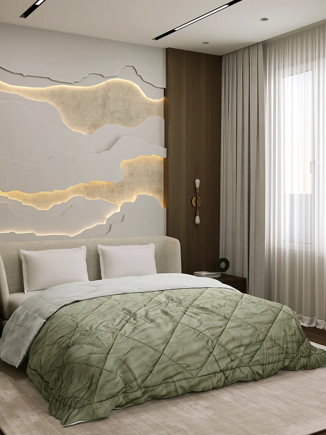 Solid Double Bed 3 Ply Comforter for AC Room - (Melange) - Image 4