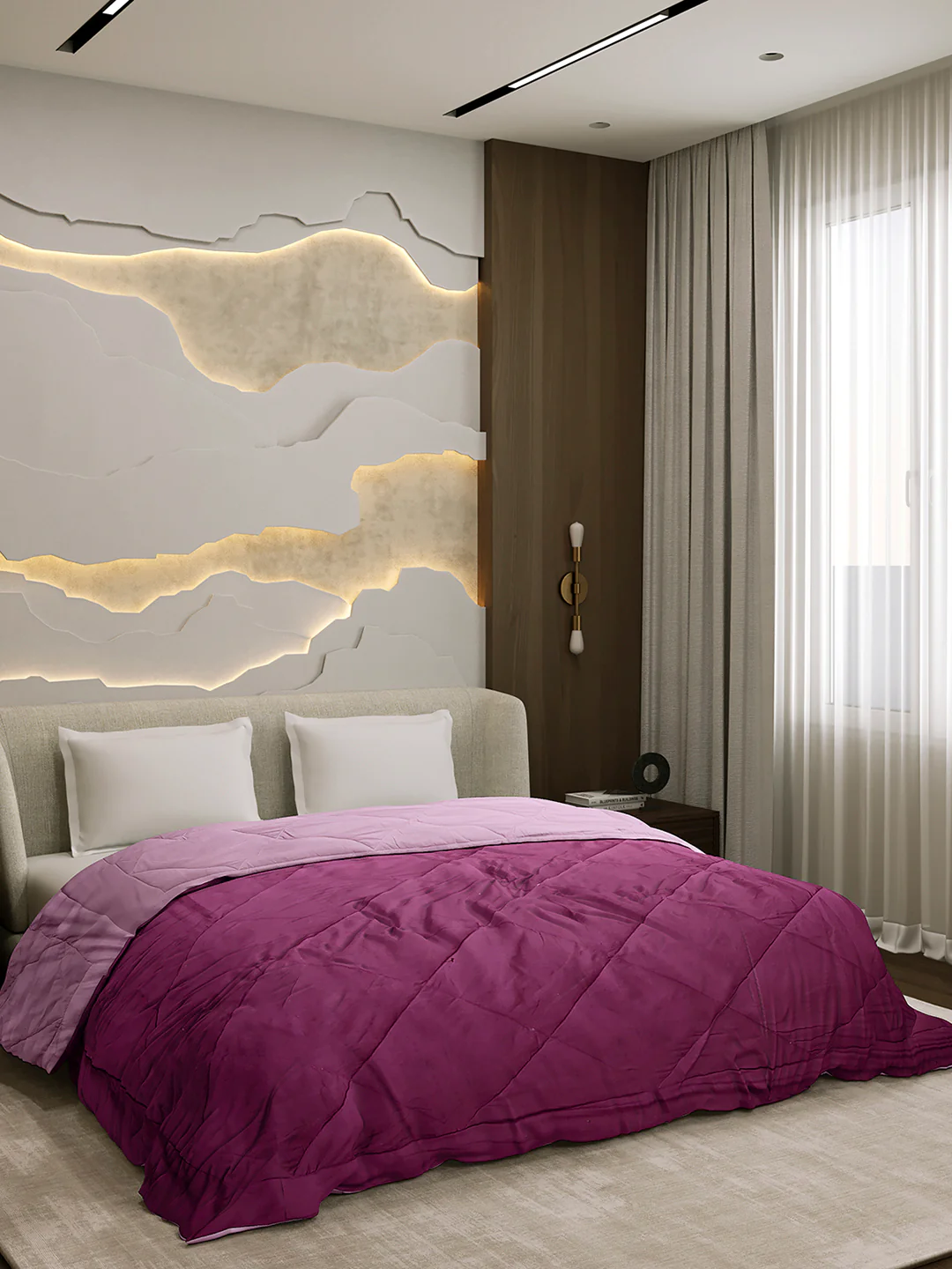 Solid Double Bed 3 Ply Comforter for AC Room - (Melange) - Image 4