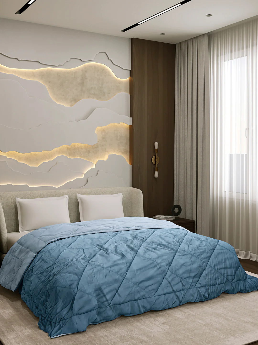 Solid Double Bed 3 Ply Comforter for AC Room - (Melange) - Image 4