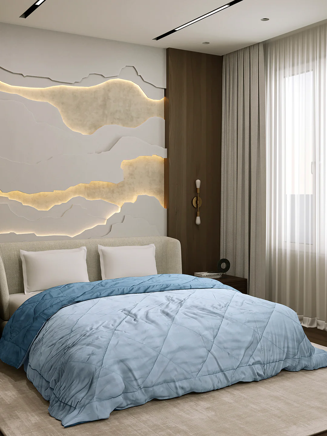 Solid Double Bed 3 Ply Comforter for AC Room - (Melange) - Image 5