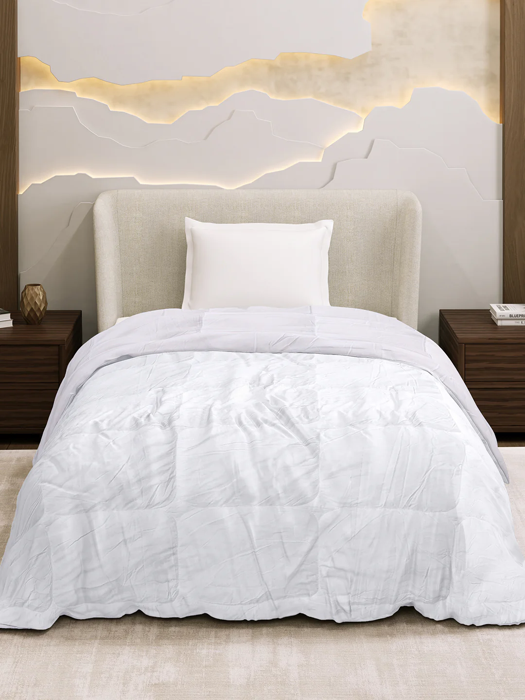 Solid Single Bed 233 GSM Comforter for AC Room (Soybean) - Image 2