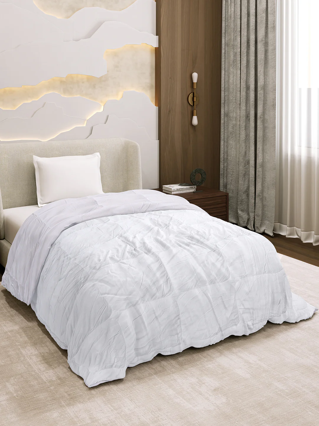 Solid Single Bed 233 GSM Comforter for AC Room (Soybean) - Image 4