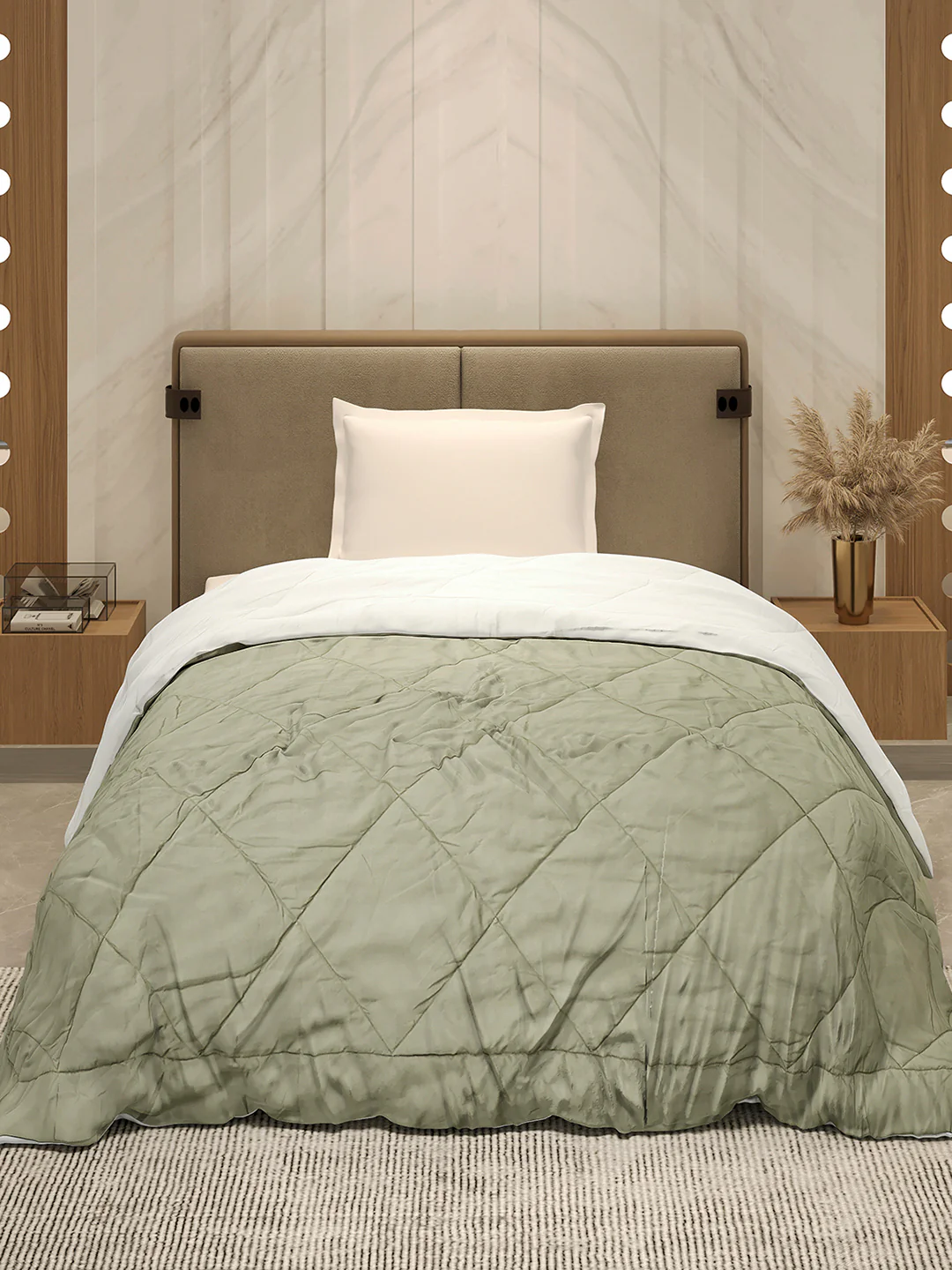 Solid Single Bed 3 Ply Comforter for AC Room - (Melange) - Image 2