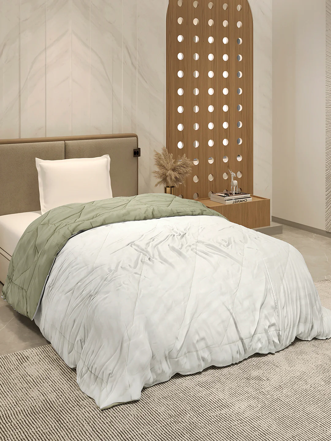 Solid Single Bed 3 Ply Comforter for AC Room - (Melange) - Image 5