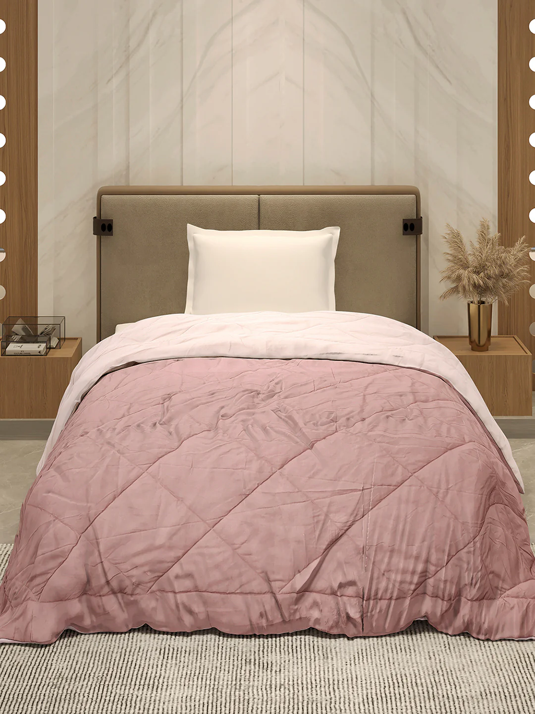Solid Single Bed 3 Ply Comforter for AC Room - (Melange) - Image 2