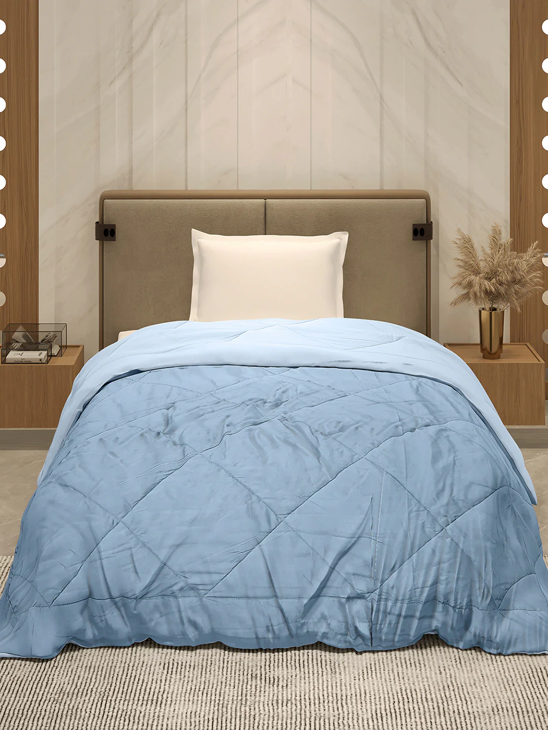 Solid Single Bed 3 Ply Comforter for AC Room - (Melange) - Image 2