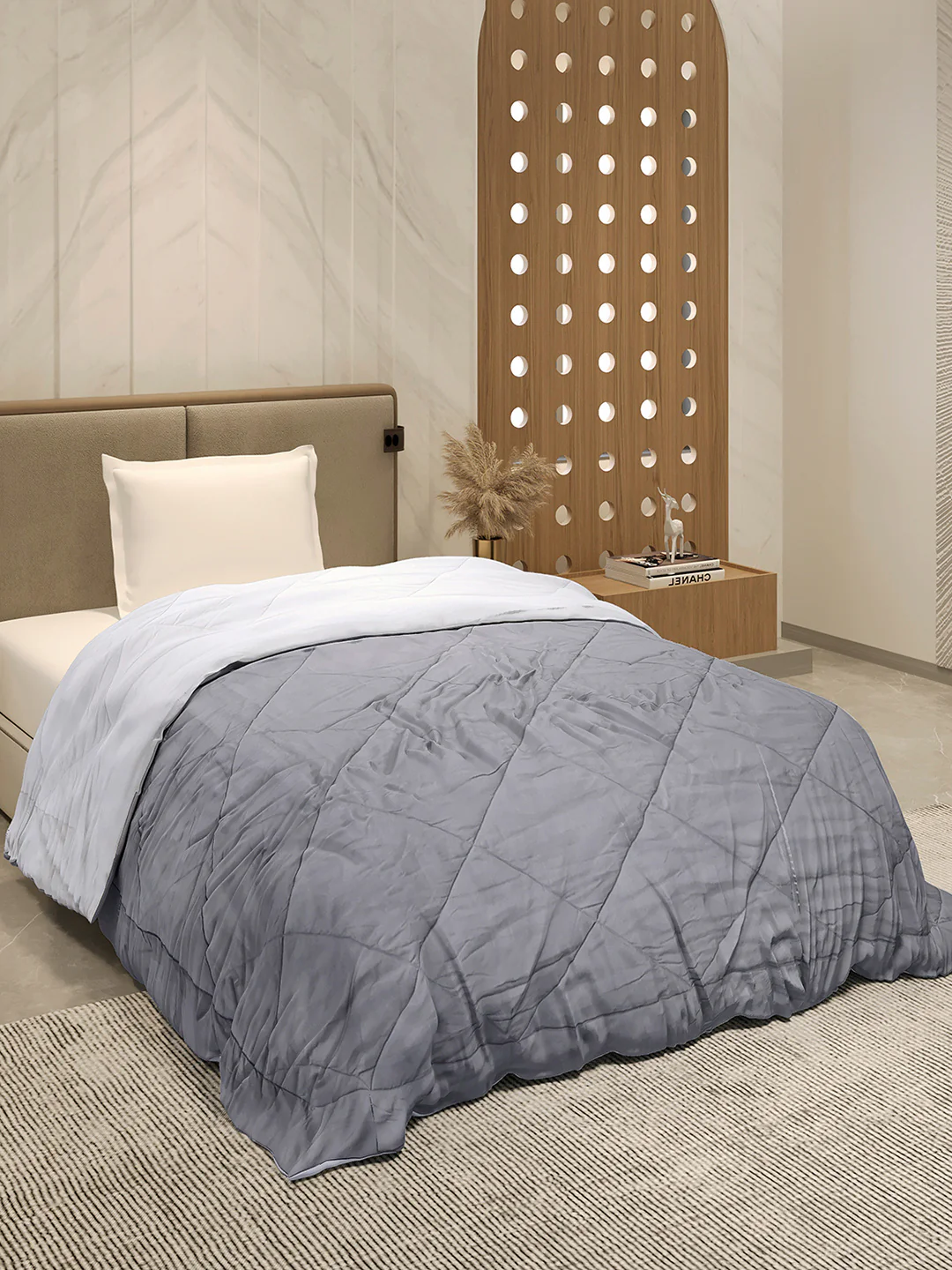 Solid Single Bed 3 Ply Comforter for AC Room - (Melange) - Image 4