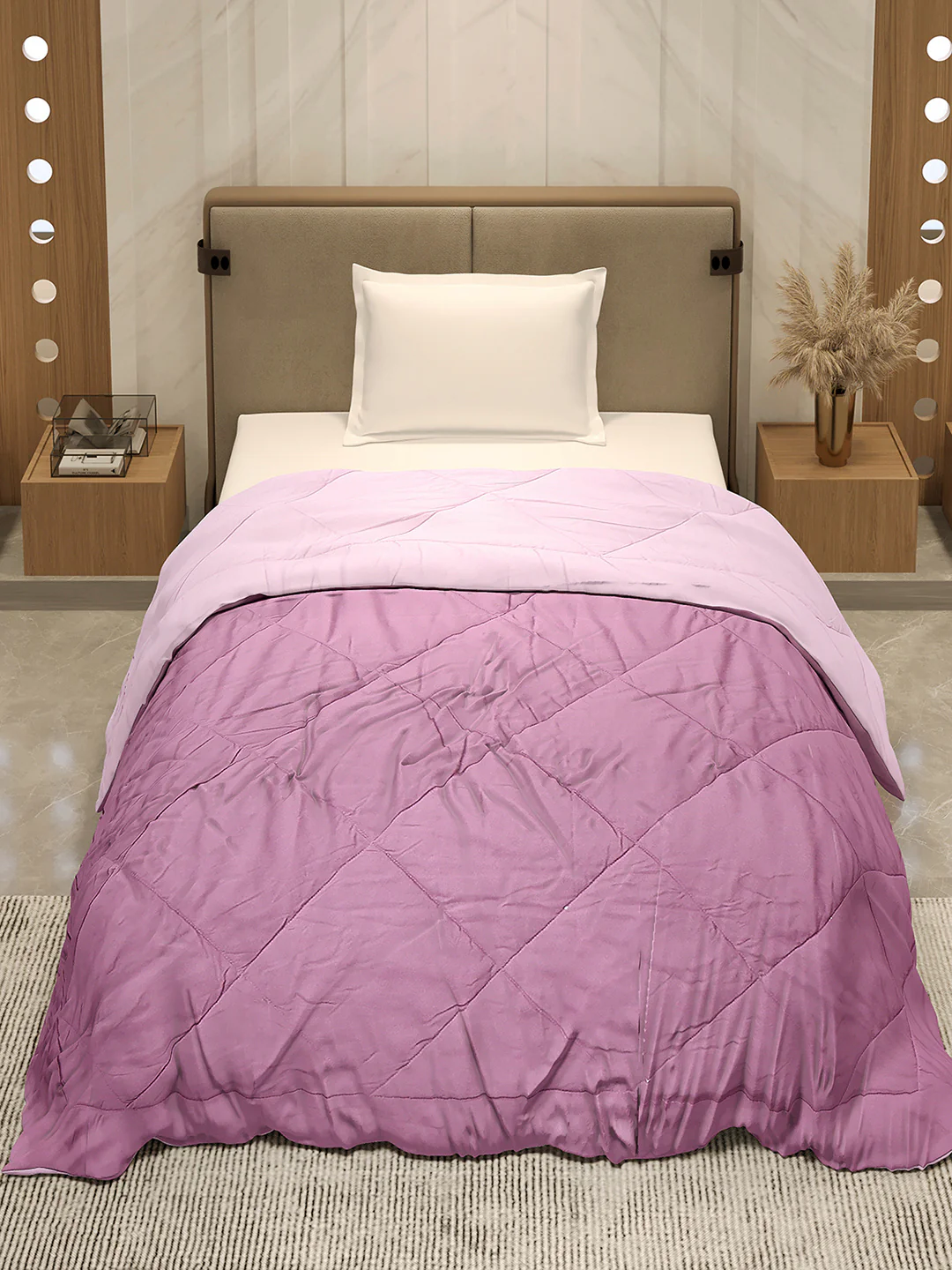 Solid Single Bed 3 Ply Comforter for AC Room - (Melange) - Image 3