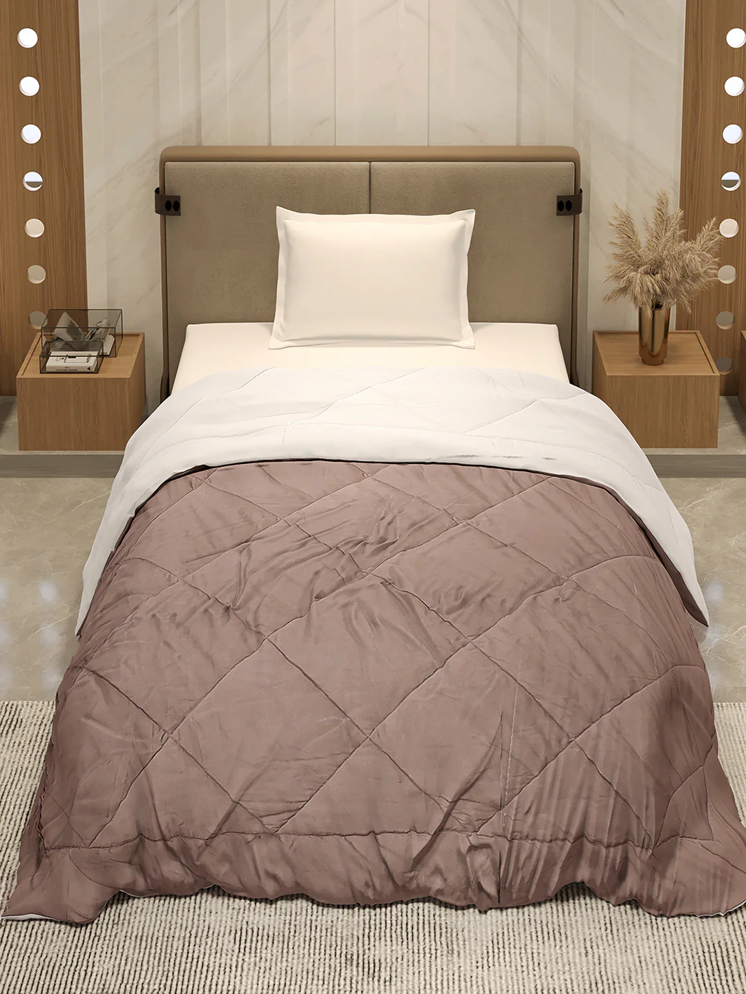 Solid Single Bed 3 Ply Comforter for AC Room - (Melange) - Image 3