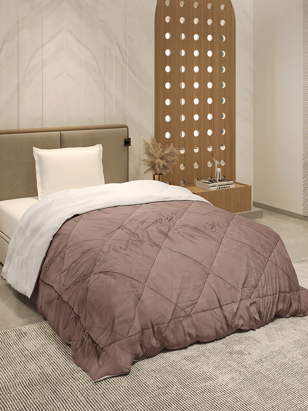 Solid Single Bed 3 Ply Comforter for AC Room - (Melange) - Image 4