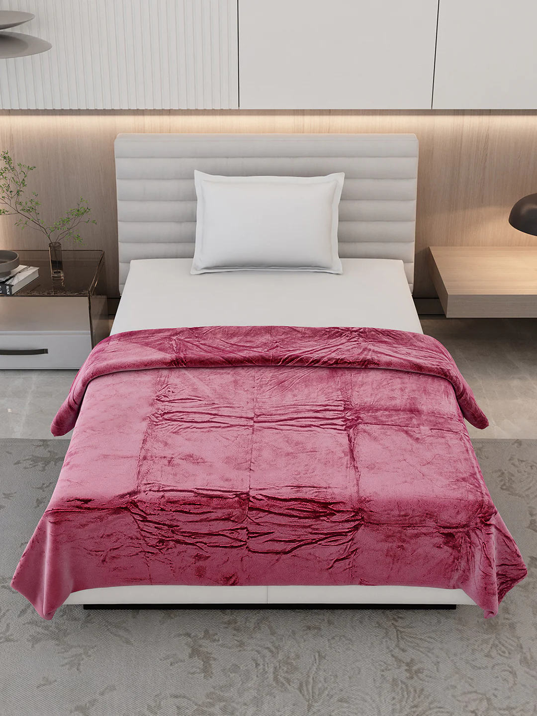 Solid Single Bed 300 GSM Blanket for AC Room - (Vivid) - Image 2