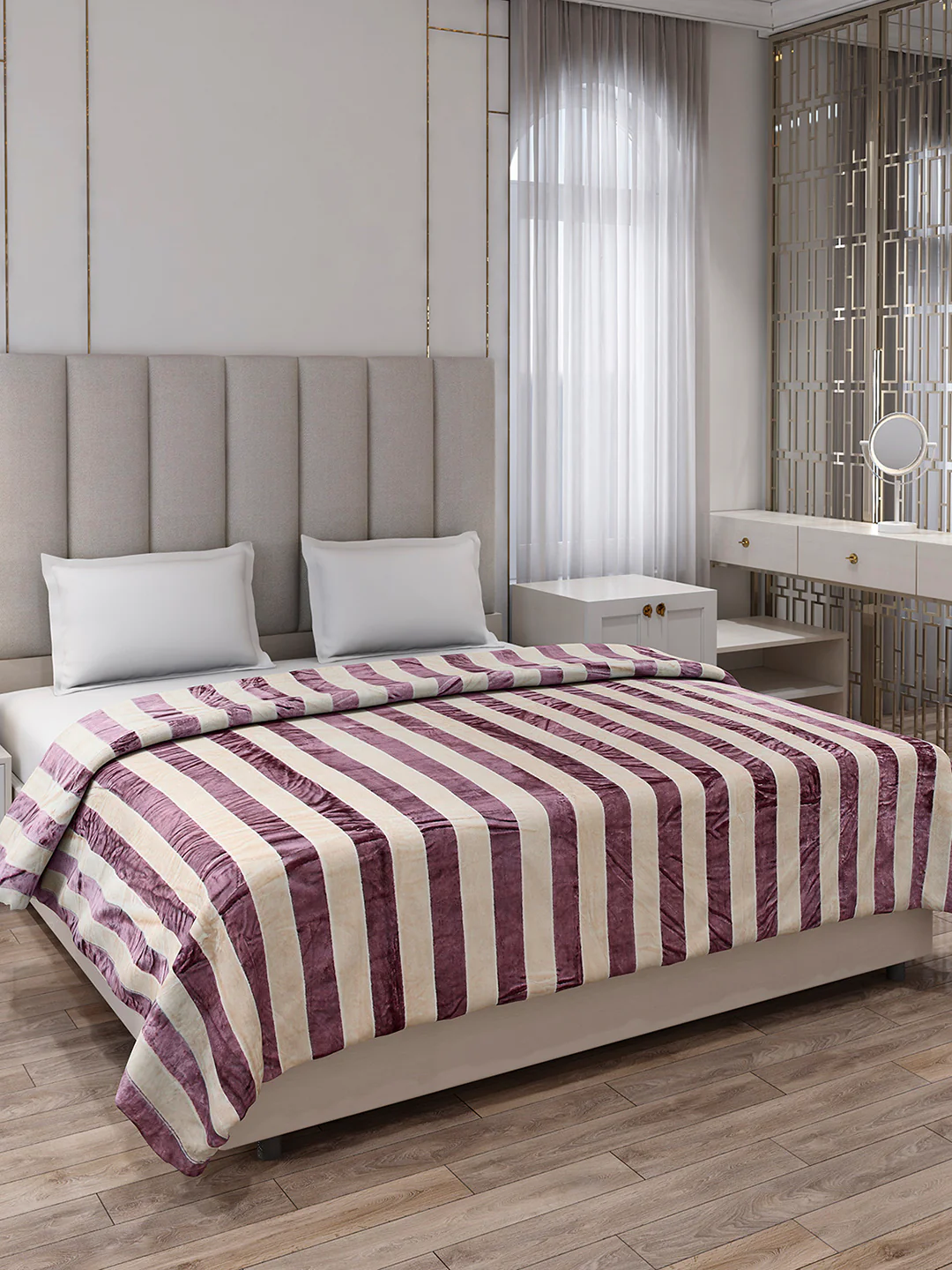 Striped Double Bed 300 GSM Blanket for AC Room - (Cosmos)