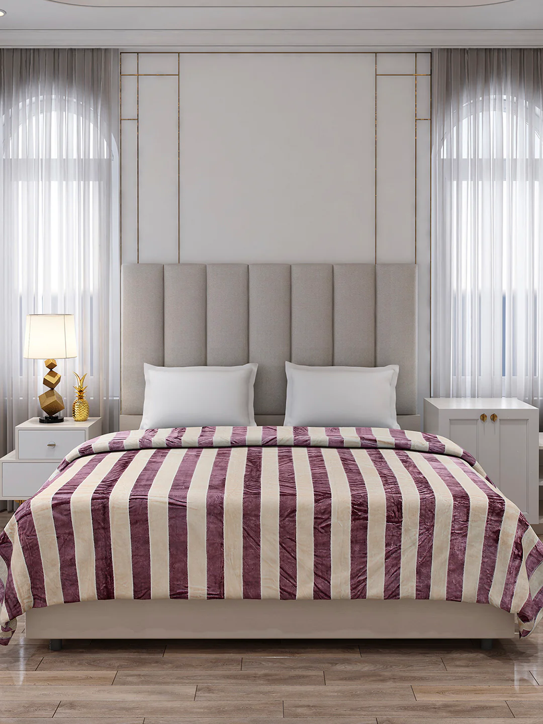 Striped Double Bed 300 GSM Blanket for AC Room - (Cosmos) - Image 3