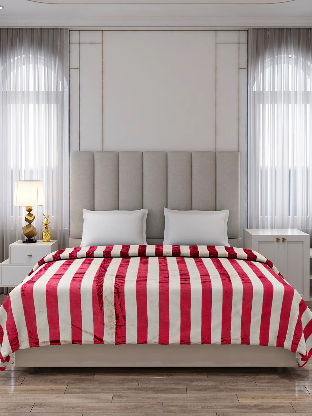 Striped Double Bed 300 GSM Blanket for AC Room - (Cosmos) - Image 3