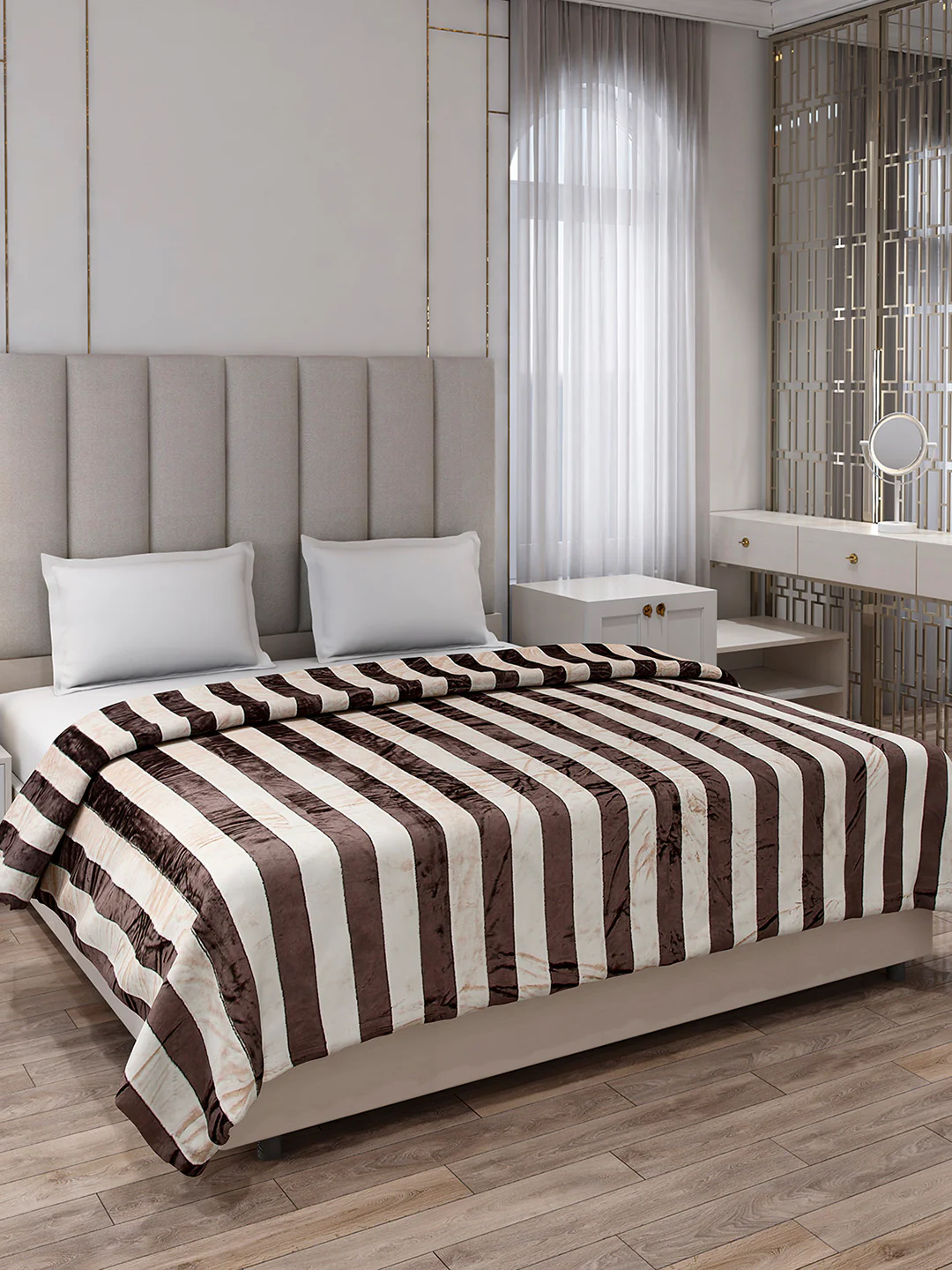 Striped Double Bed 300 GSM Blanket for AC Room - (Cosmos)