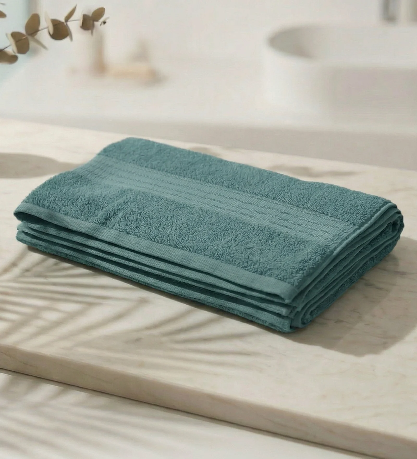 Turquoise Blue Pure Cotton Solid 380 GSM Bath Towel 1 Piece (Jazz Collection) - Image 2