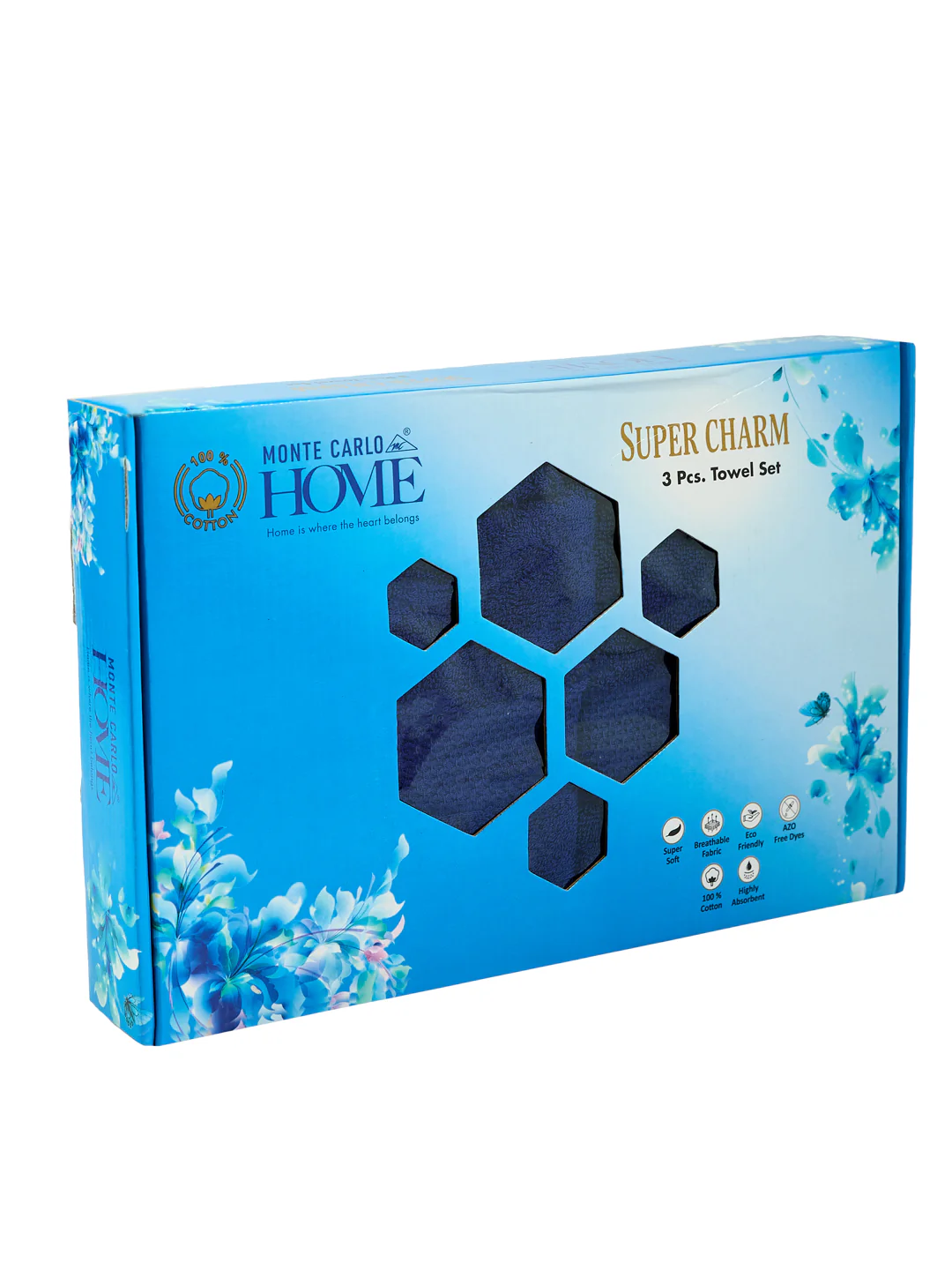 Twilight Blue 100% Cotton Solid 380 GSM Bath Towel Super Charm 3 Pc Set Gifting Box Pack - Image 12