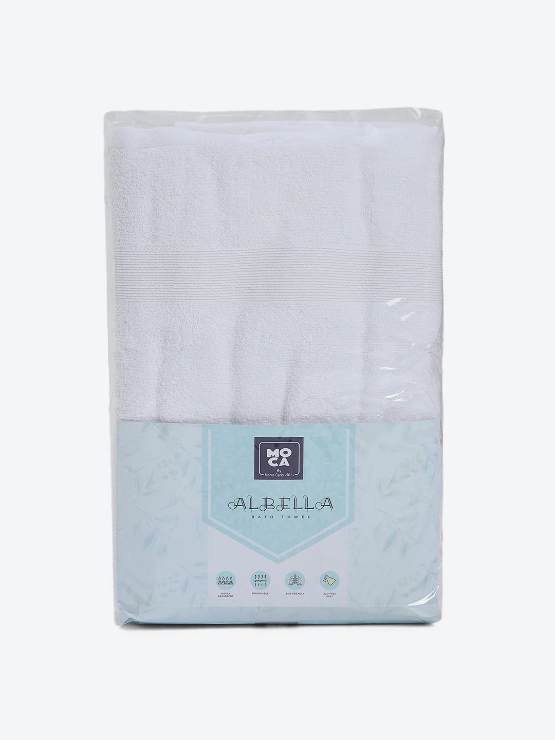 White Cotton Solid 380 GSM Bath Towel 2Pc Set (Albella) - Image 5