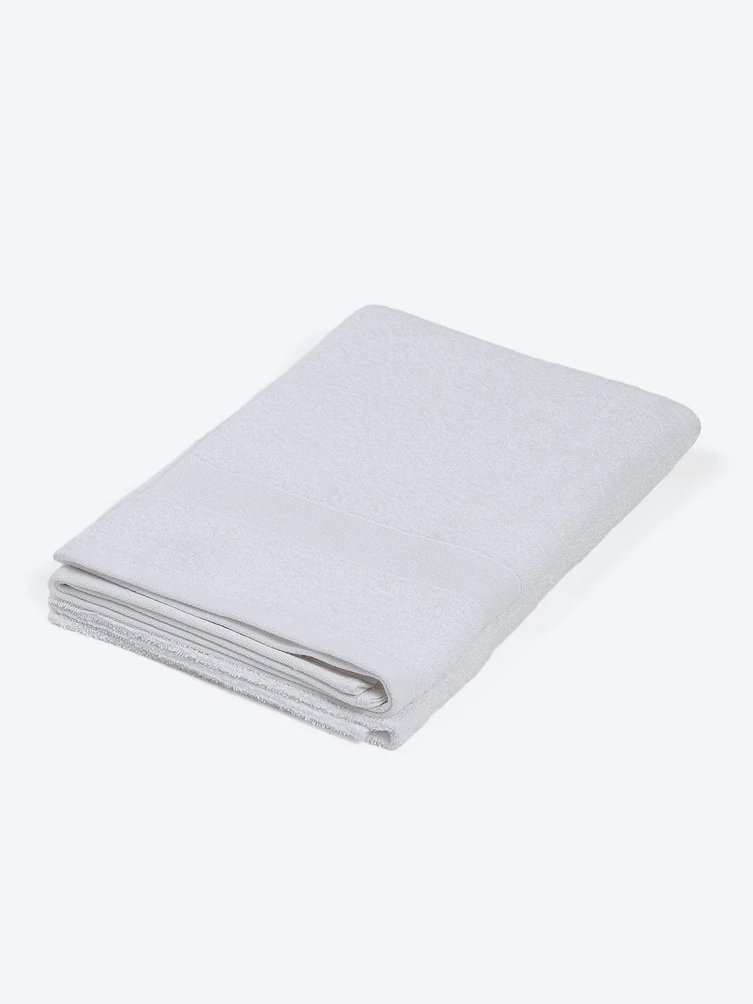 White Cotton Solid 380 GSM Bath Towel (Albella) - Image 2