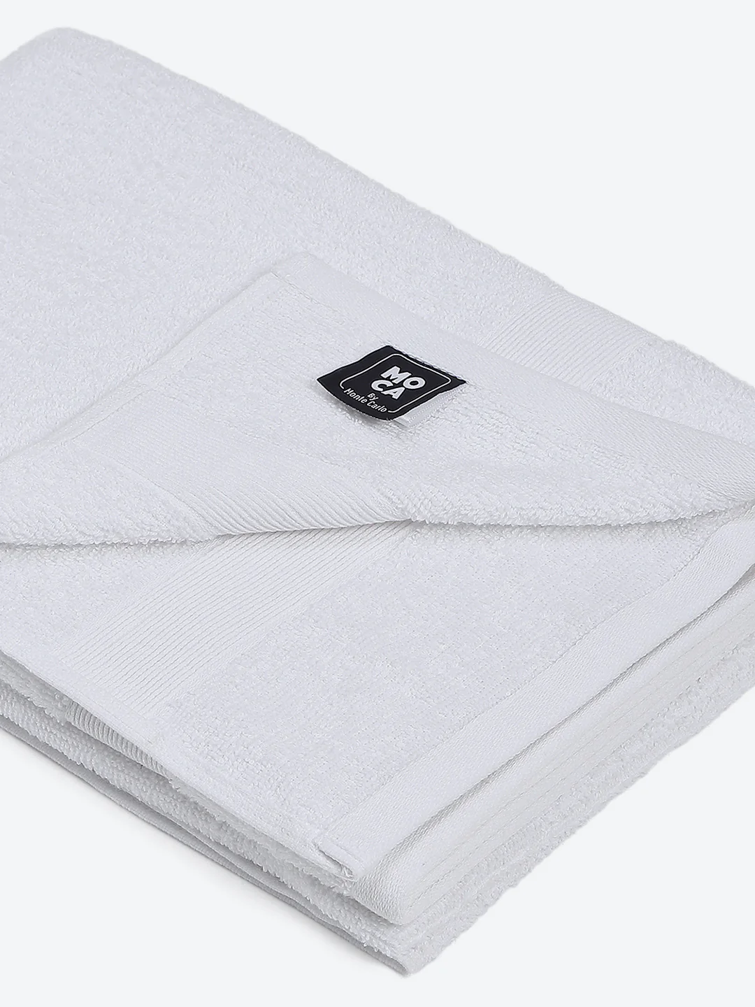 White Cotton Solid 380 GSM Bath Towel (Albella) - Image 3