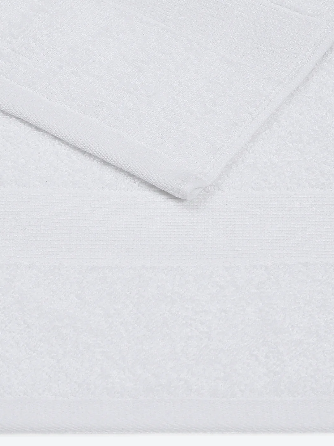 White Cotton Solid 380 GSM Bath Towel (Albella) - Image 4