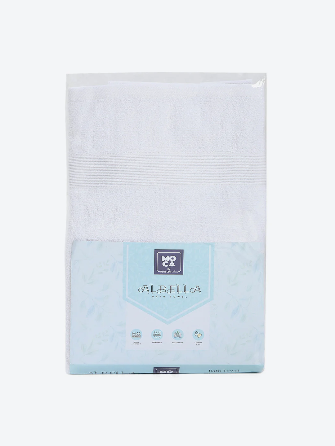 White Cotton Solid 380 GSM Bath Towel (Albella) - Image 5