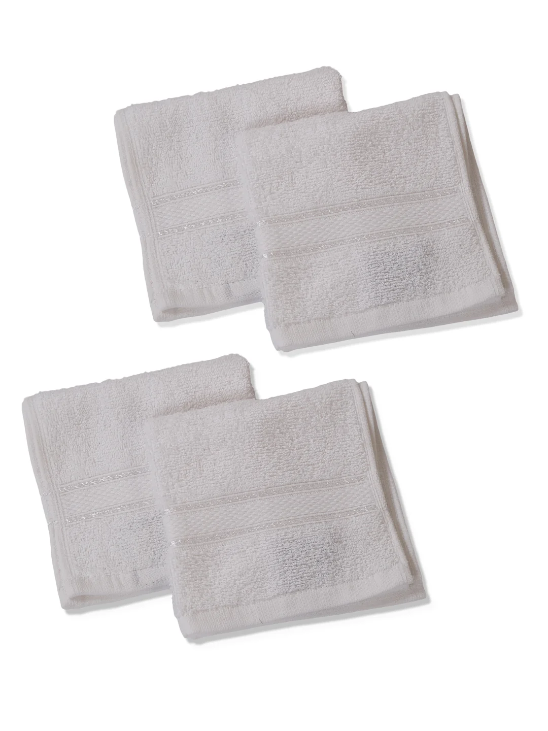 White Pure Cotton Solid 400 GSM Face Towel 4 Pc Set (Jasper Collection) - Image 4