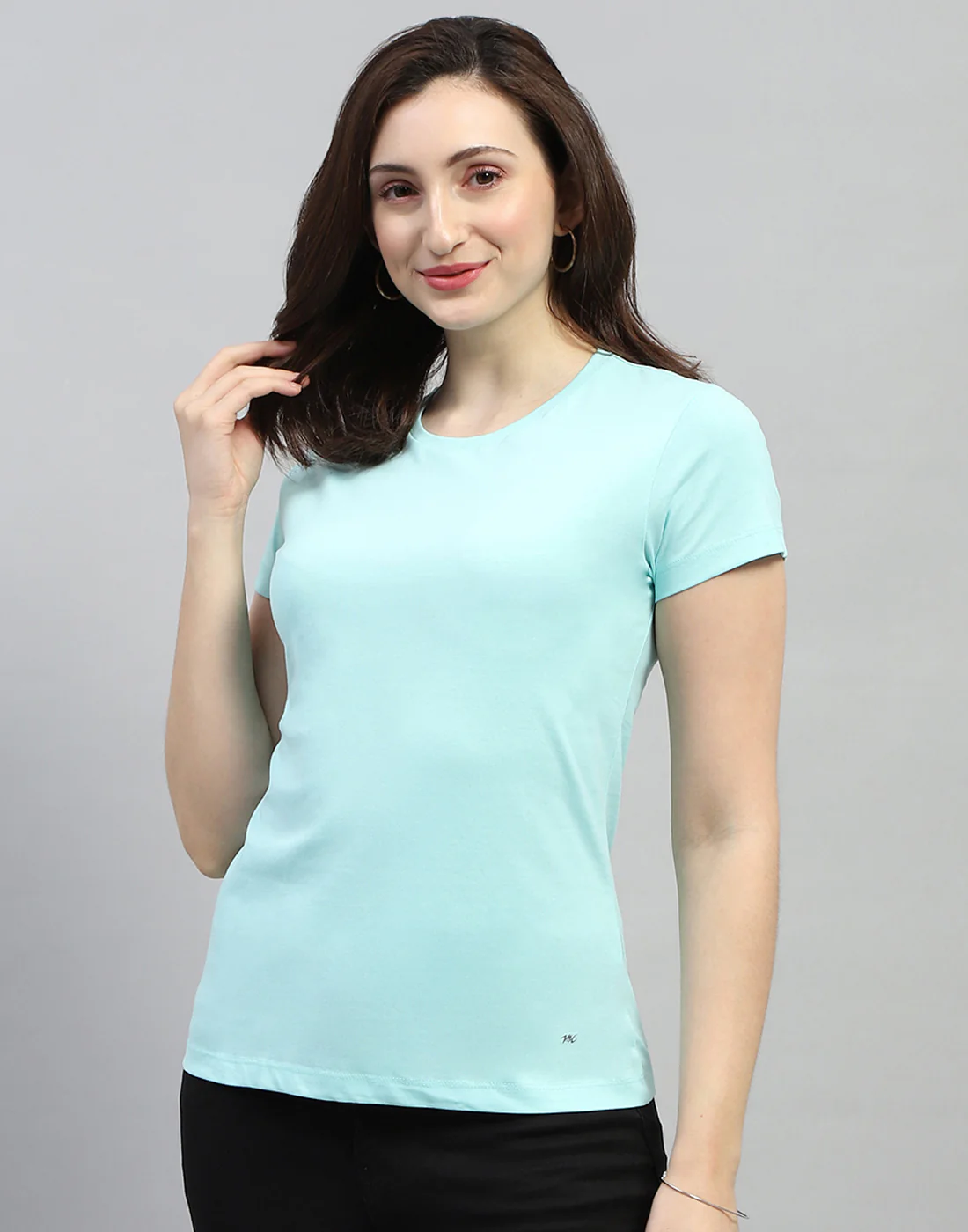 Women Aqua Blue Solid Round Neck Half Sleeve Top (Pack of 2) - Image 7
