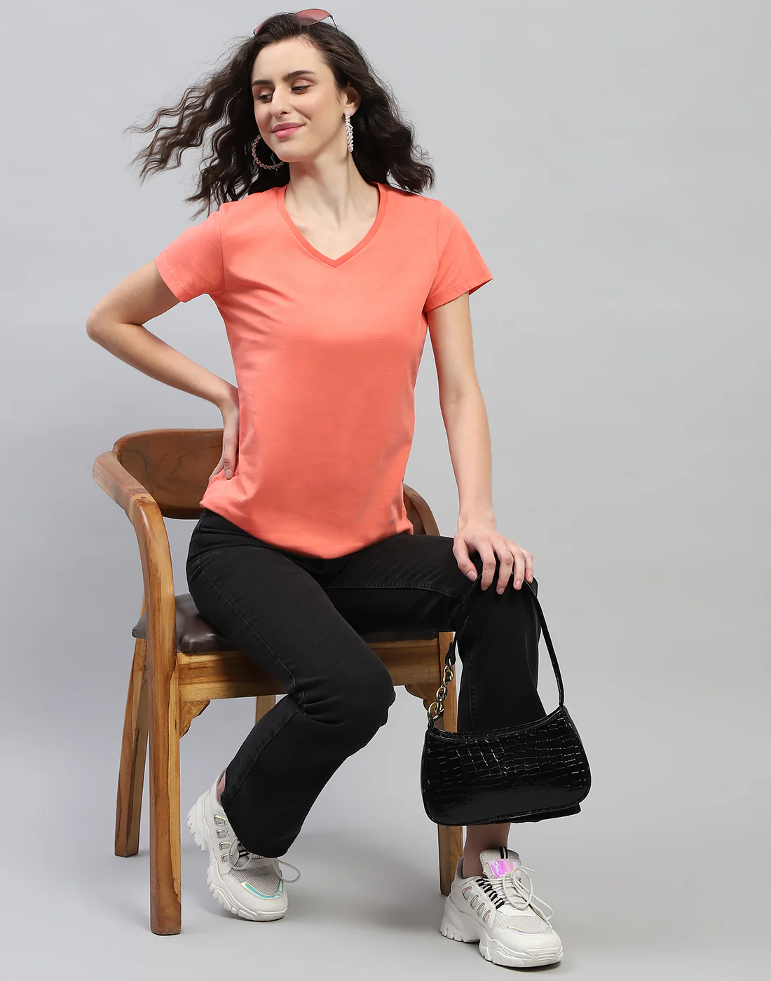 Women Aqua Blue Solid V Neck Half Sleeve Top (Pack of 2) - Image 2
