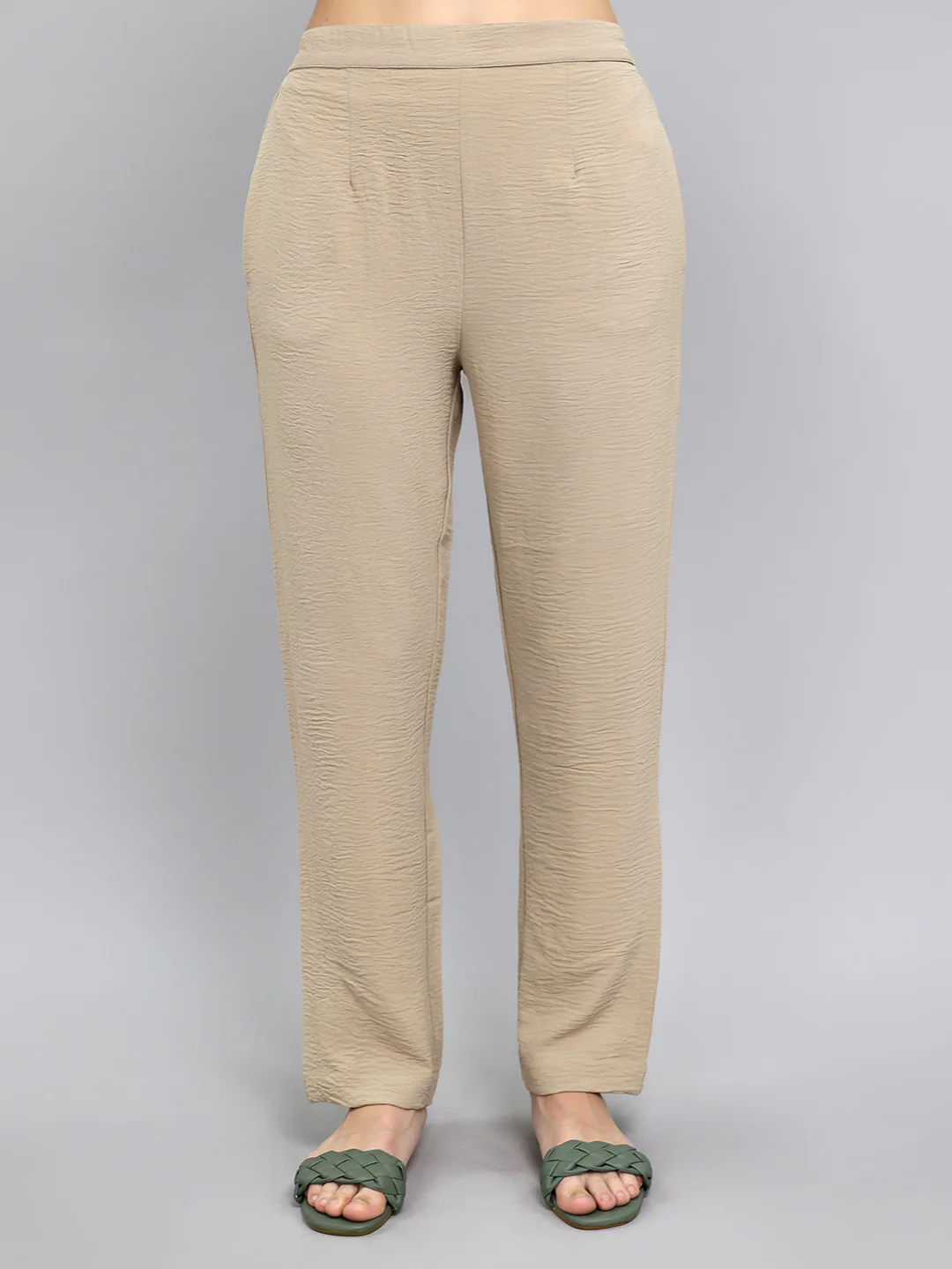Women Beige Embroidered Collar Full Sleeve Cords Set - Image 7