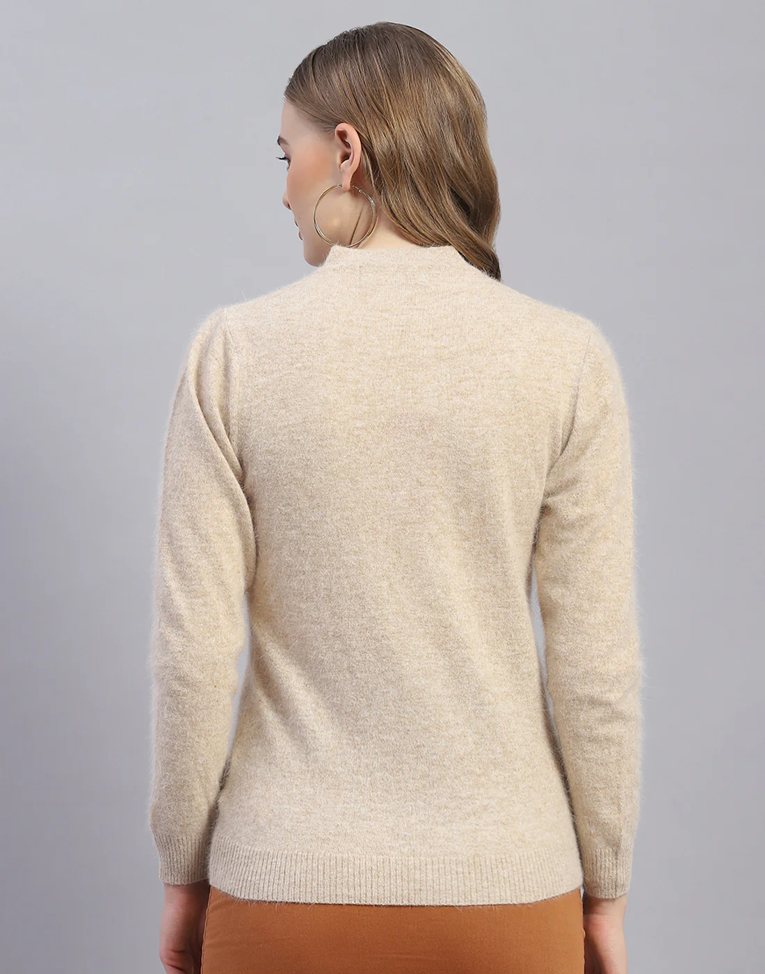 Women Beige Embroidered V Neck Full Sleeve Cardigan - Image 5