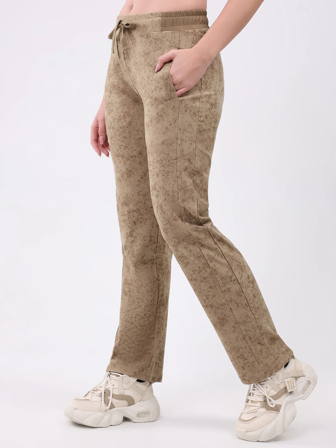 Women Beige Printed Hooded Full Sleeve Cords Set - Image 8