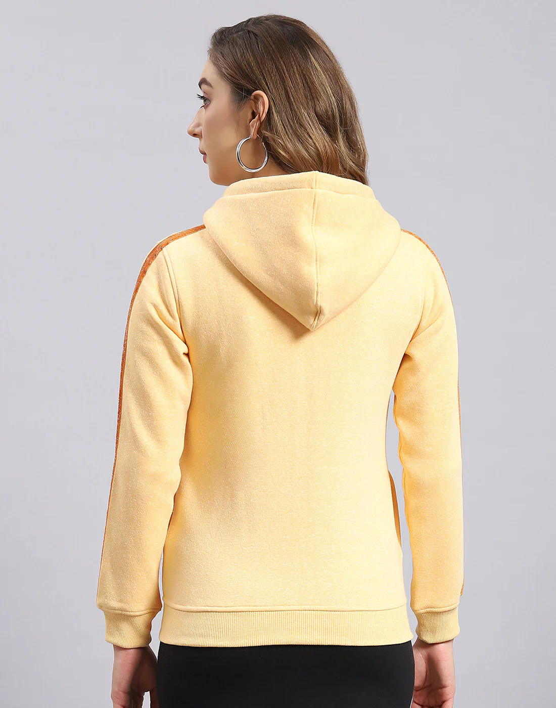 Women Beige Printed Hooded Full Sleeve Sweatshirt - Image 5
