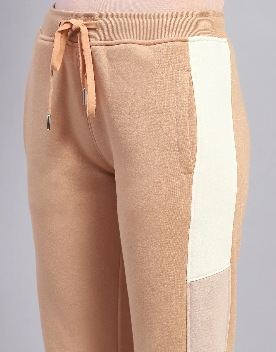Women Beige Printed Hooded Full Sleeve Tracksuit - Image 8
