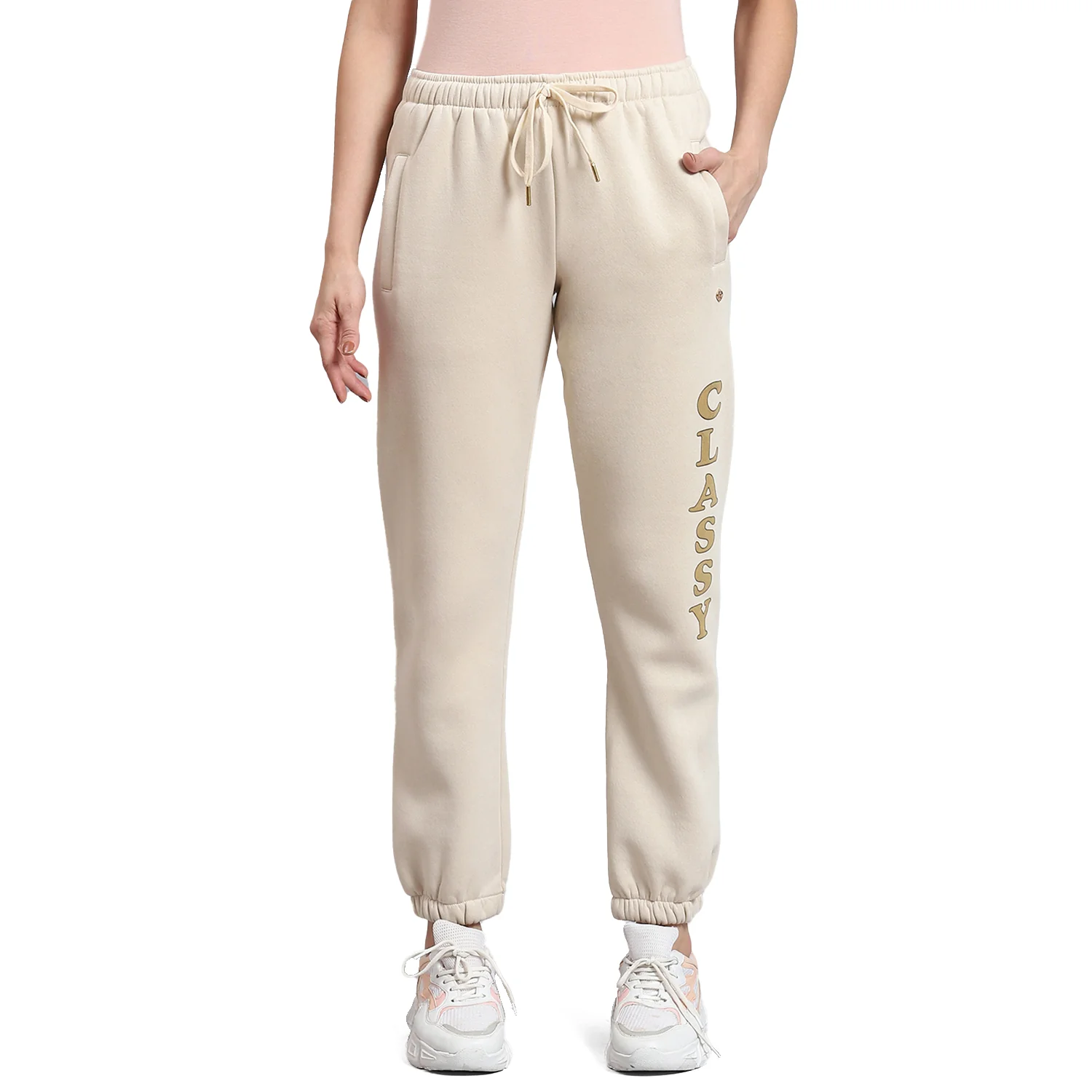 Women Beige Printed Regular Fit Winter Lower - Image 5