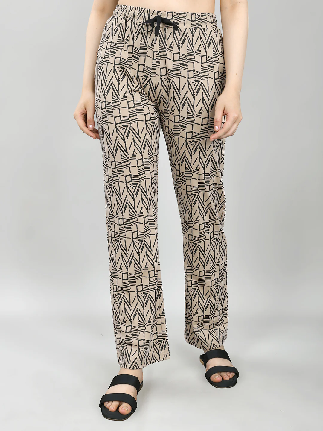 Women Beige Printed Round Neck Half Sleeve Combo 3 Pc Set (Top, Shorts & Lower) - Image 7