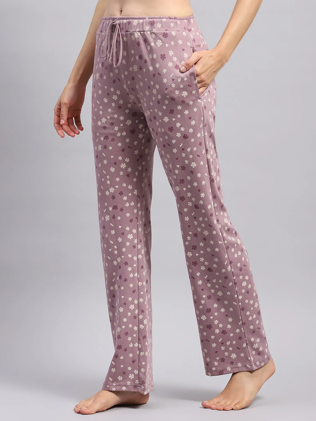 Women Beige Printed Round Neck Half Sleeve Lower Set - Image 8