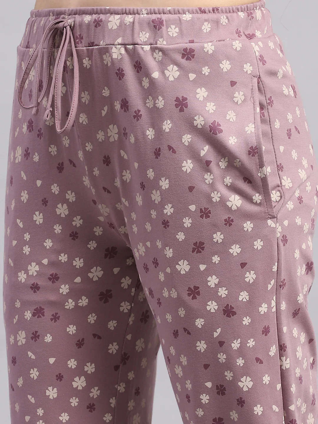 Women Beige Printed Round Neck Half Sleeve Lower Set - Image 9