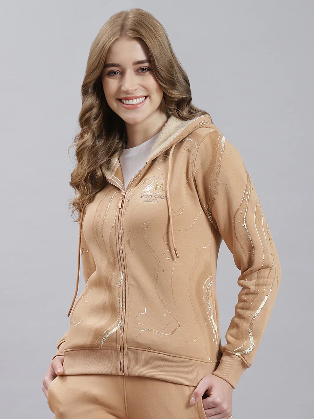 Women Beige Printed Sweatshirt - Image 2