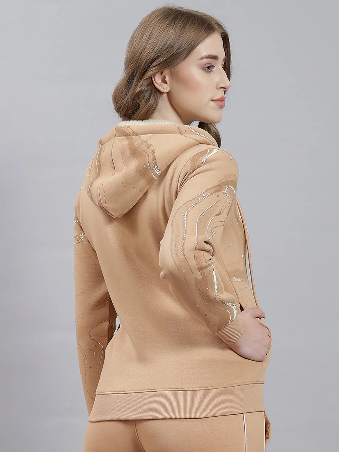 Women Beige Printed Sweatshirt - Image 5