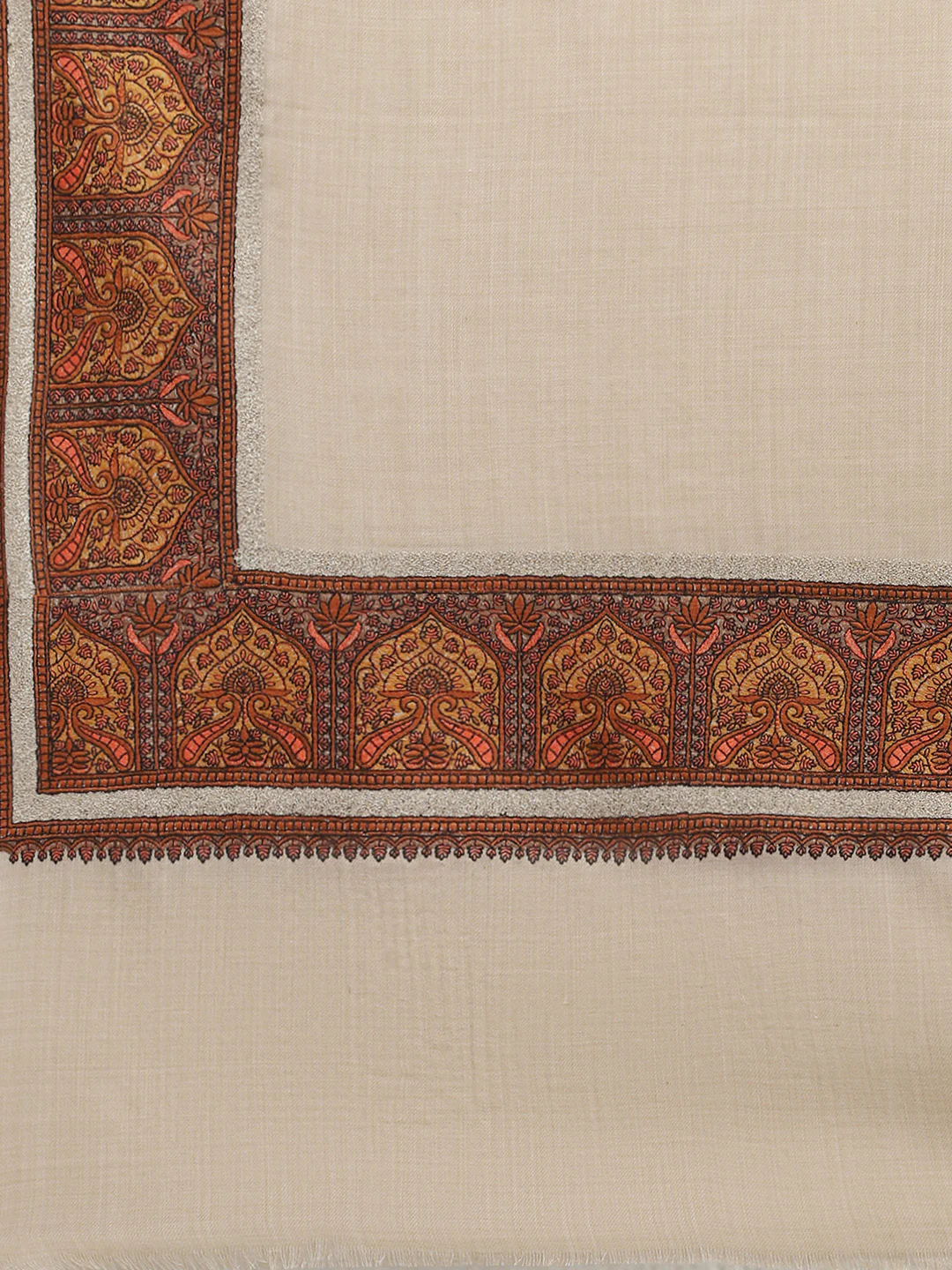 Women Beige Self Design Reversible Shawl - Image 6