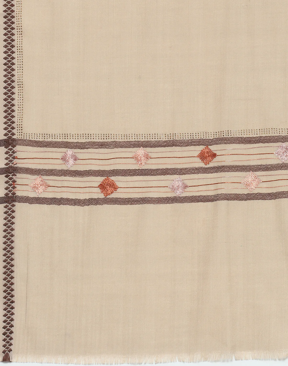 Women Beige Self Design Shawl - Image 6