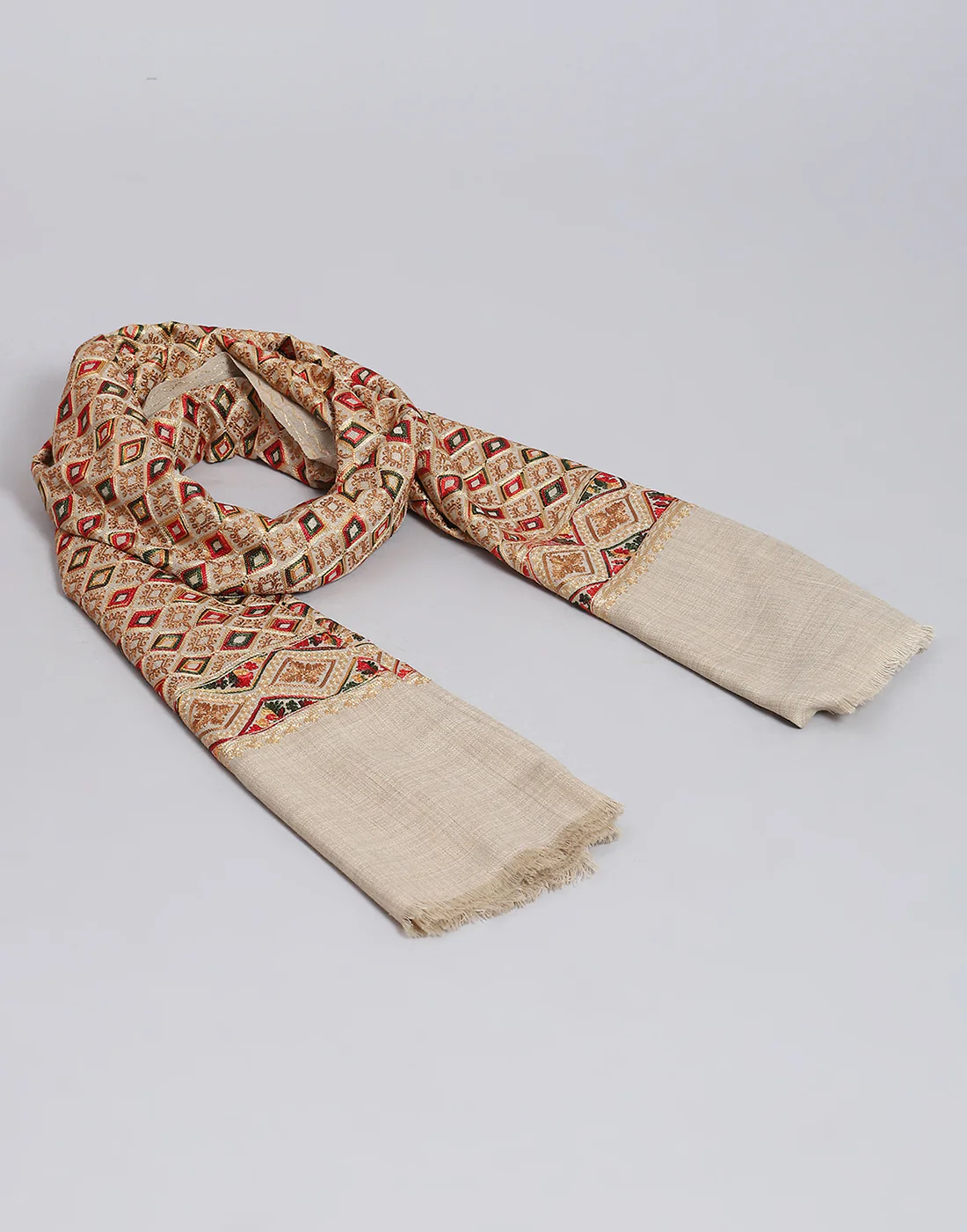 Women Beige Self Design Shawl - Image 6