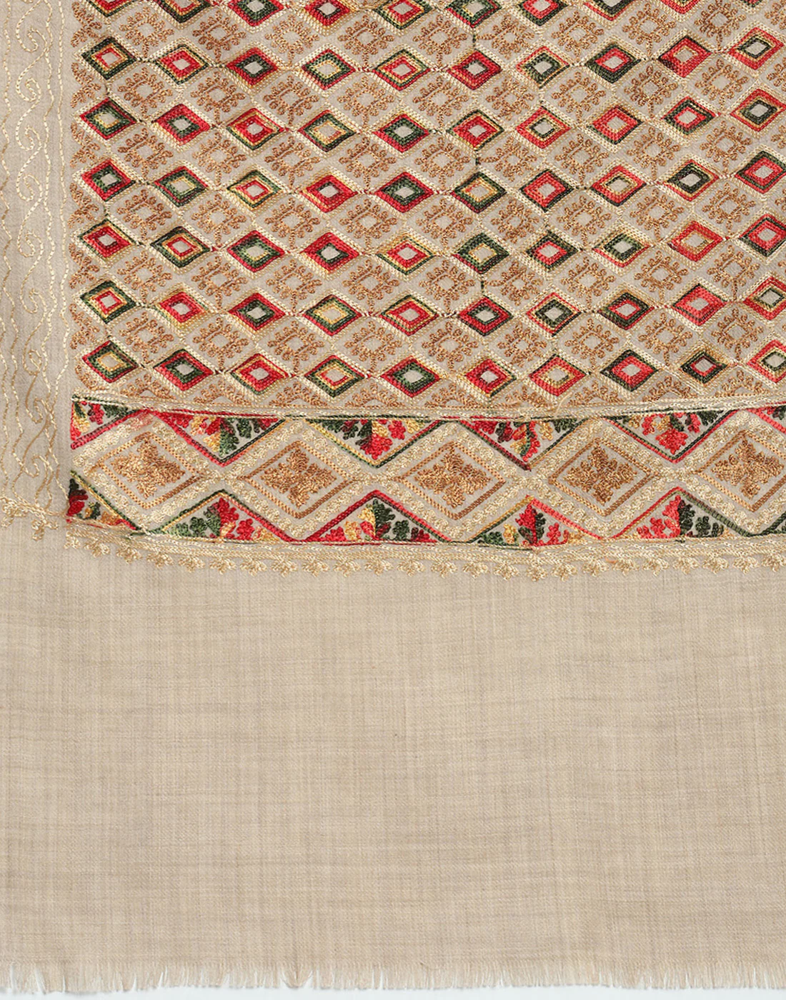 Women Beige Self Design Shawl - Image 7