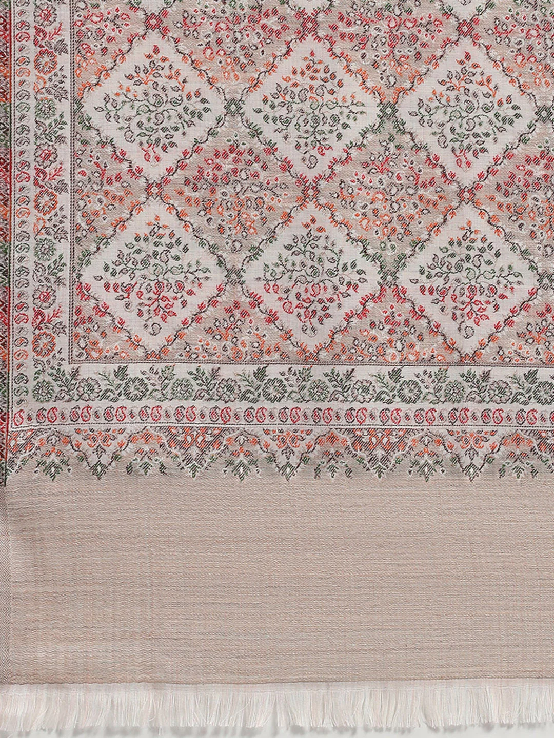 Women Beige Self Design Shawl - Image 6