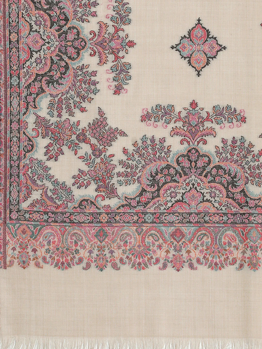 Women Beige Self Design Shawl - Image 6