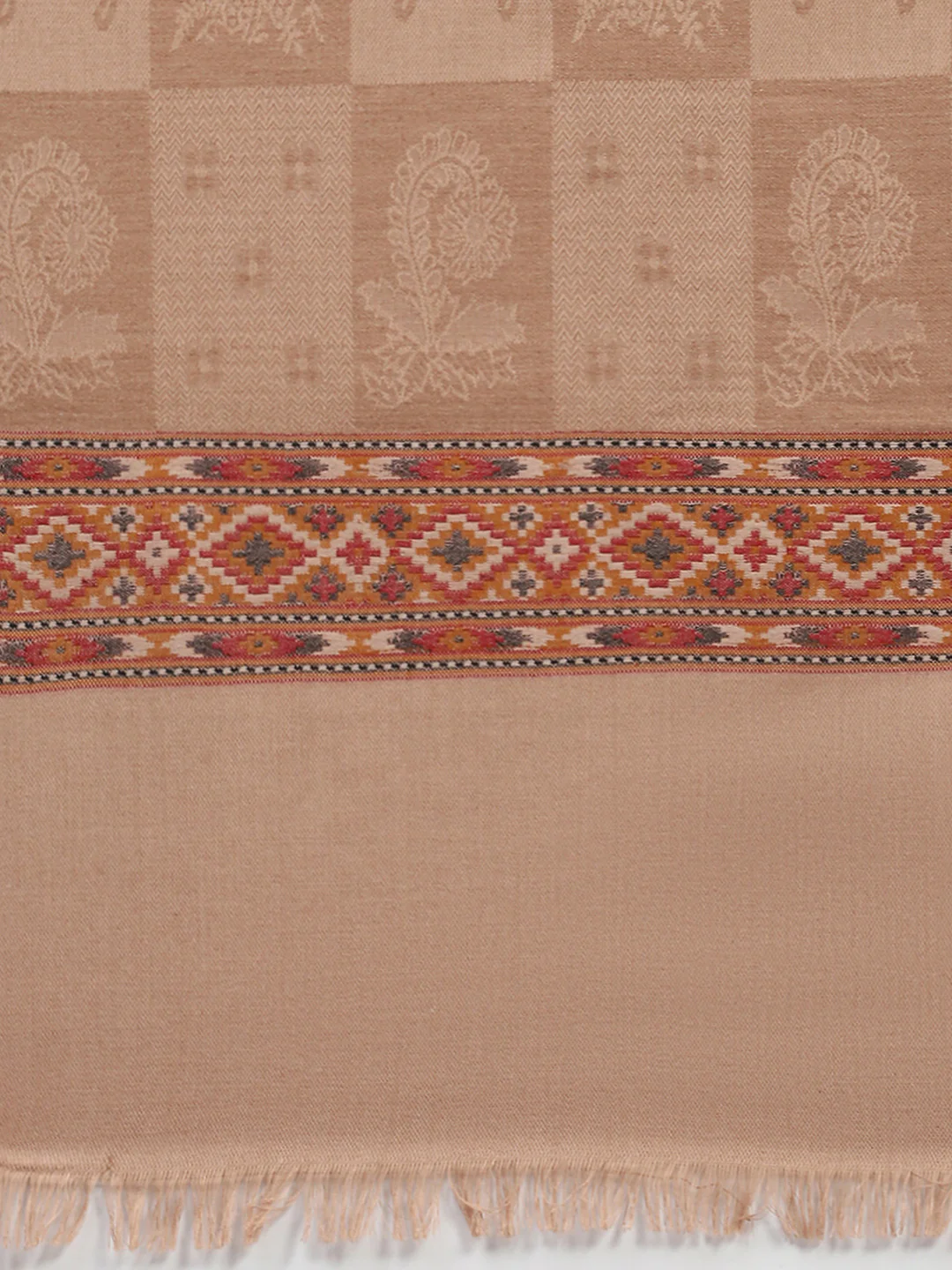 Women Beige Self Design Shawl - Image 6